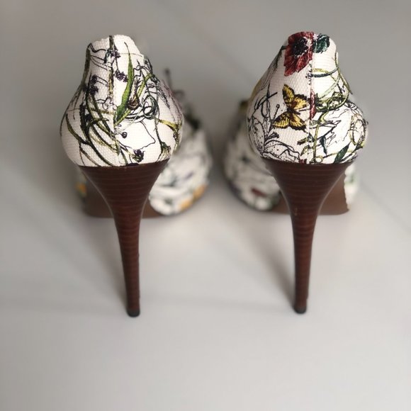 Gucci floral peep toe heels size 7.5 - Picture 3 of 8